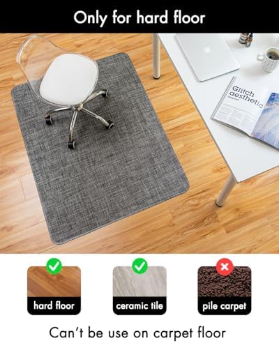BARoyal Office Chair Mat for Hardwood Floor Under Desk Computer Rolling Chair Mat for Wood/Tile Floor Non-Slip Heavy Duty Desk Rug PVC Plastic Hard Floor Protector 30" x 48"(Gravel) - Image 3