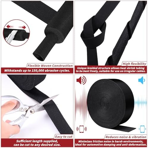 Oleitodh 100 ft 1/4 in 2:1 Heat Shrink Braided Sleeving, Black - Image 5