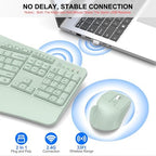 Wireless Keyboard and Mouse Combo, 2.4G Ergonomic Wave Key(Avocado Green) - Image 5