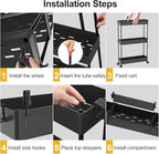 SPACELEAD 2-piece Set Slim Storage Cart 3 Tier,Bathroom Organizer Rolling Utility,Mobile Shelving Unit Slide Out for Office, Kitchen, Laundry Room & Narrow Places - Image 6