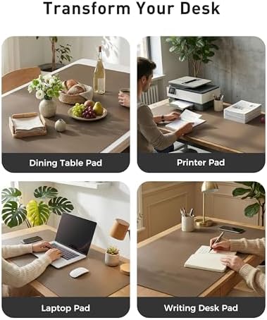 Aothia Faux Leather Desk Mat - Large Mouse Pad, Non-Slip PU Leather Blotter, Waterproof Writing Surface for Office and Home (Coffee, 63" x 24") - Image 6