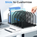 Adjustable File Organizer for Desk, 6 Sections Vertical File Folder Holders - Image 4