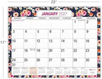 Desk PAD: 22" x 17" Large Print Desk Pad Calendar, APR 2026 - DEC 2027, 21 Months, (Small Navy Floral) - Image 4