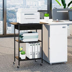 Arbuxzuy 3-Tier Printer Stand, Printer Table with Fabric Drawer, Industrial Printer Storage Cart with Wheels, Rolling Printer Stand for Heat Press Scanner Fax, Black - Image 3