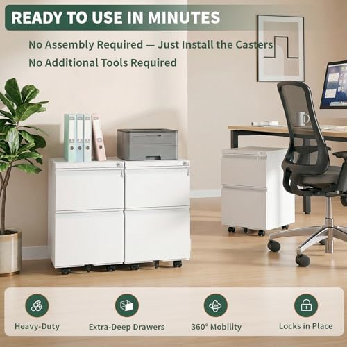 Small File Cabinet for Home Office,Metal Mobile Organizer Letters/Legal/A4 - Image 3