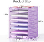 Lavatino 2 Pack 8-Tier Office Desk File Organizer, Letter Tray Paper Organizer with Handle, Including 5 Adjustable Slide Trays for Organizing Desk Workspace Accessories and Supplies (Purple Mesh) - Image 2