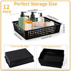 12 Pcs Plastic Storage Baskets Bulk 14 x 10 In Stackable Storage Bin with Handles A4 Size Desktop File Letter Organizer Tray Multi-purpose Container for Shelve Desktop Classroom Office Home Playroom - Image 2