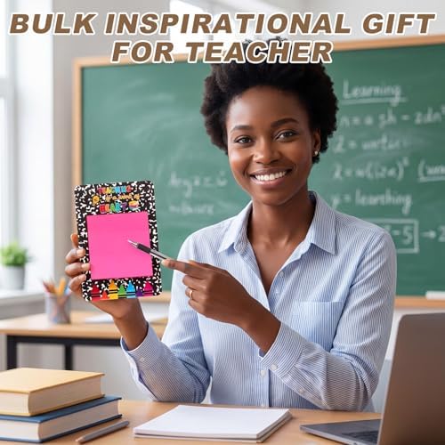 Epakh 48 Sets Back to School Teacher Gifts Bulk Composition Sticky Note Holder with Notepads Wood Sticky Note Dispensers Pencil Apple Notebook Design Thank You Gift for First Day of School - Image 6