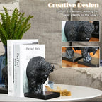 Decorative Bookends, Art Book Ends for Heavy Books, Heavy Bookends for Shelves, Vintage Non-Slip Base Book Holder, Resin Book Stopper for Home Office Decor (Black Buffalo) - Image 6