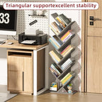 10 Tier Tree Book Shelf, Floor Standing Wood Bookshelf for Narrow Space - Image 4