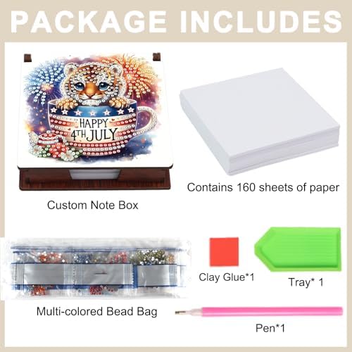 4Pcs Sticky Note Holder Diamond Art Painting Wooden Post Note Dispenser Memo Paper Storage Box with 160 Sticky Notes Desk Office Accessories-01 - Image 4