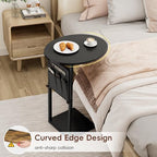 Vagusicc C Shaped End Table, Adjustable Height Small Side Table for Couch and Recliner, 32" Tall Couch Side Table Slide Under Sofa Tray Desk with Storage Bag for Living Room and Bedroom, Black - Image 3