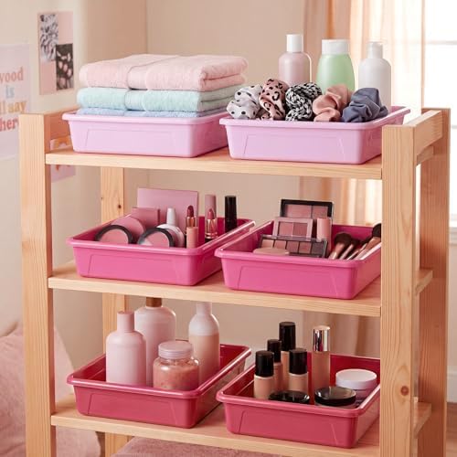 Novabright 6 Pack Pink Letter Size Flat Storage Organizer Trays Bins - Image 5