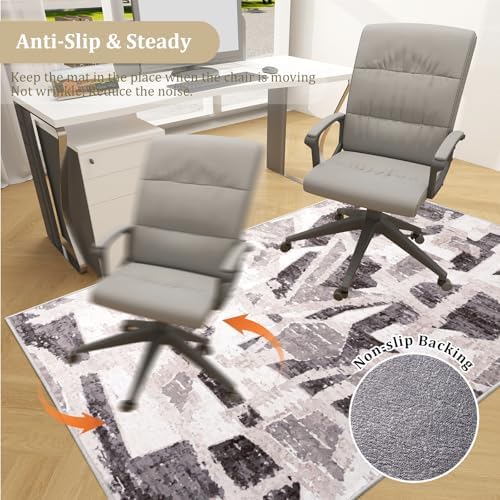 Office Chair Mat for Hardwood Floor, 48"x36" Easy Glide Computer Desk Mat Protector for Rolling Chair Under Desk Rug Nonslip Backing, Machine Wash (Modern) - Image 5