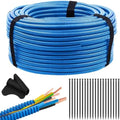 Oleitodh 100 ft 3/4 in OD Blue Split Wire Loom Tubing, with 50 Ties & Tool by Oleitodh