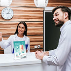 Remerry 12 Pcs Acrylic Sign Holder with Business Card Holder Slanted Paper Stand Clear Brochure Display Stand Heavy Duty Plastic Signs for Office Table Advertisement Flyer (8.5 x 11 Inch) - Image 2