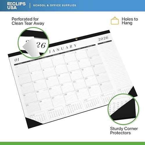 Desk Calendar 2026-2027 Large 22x17 Desk Calendar Jan 2026 - Jun 2027 Desk Blotter To-do List Planner (Black & White 24 Pack) - Image 5