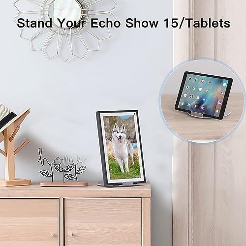 Almoz Swivel and Tilt Stand for Echo Show 15, Aluminum Stand for Show 15.6" Smart Display and Up to 18" iPad/Tablets, with 360 Degree Rotating Base, Viewing Angle Adjustable, No Need Mounting - Image 5