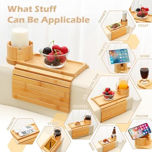 Couch Arm Tray with 360° Rotating Cup Holder,Fit Arms 5" and Wider - Image 5