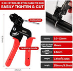 Stainless Steel Cable Tie Gun Set Metal Zip Tie Tool Kit (Red) - Image 3