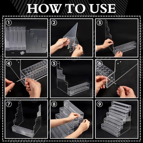 PH PandaHall 240 Holes Acrylic Pen Holder 5 Tier Clear Pen Display Stand Organizer Makeup Paint Brush Organizer Clear Pencil Marker Dispaly Holder Storage for Home Vanity Office Desk Vendor - Image 3