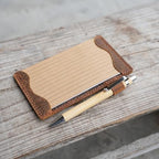 Genuine Leather Note Index Card Holder Slim Pocket Sleeve 3 x 5 Cover for Travel Sleeve 3" x 5" (12.7cm x 7.6cm) Vertical Note Card Case Weatherproof 05 (Flower Brown, 3 x 5) - Image 4