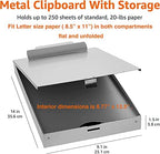 Amazon Basics Metal Clipboard with 2 Storage Compartments, Letter Size, 250 Sheet Capacity, Office Supplies with Self-Closing Latch, Silver, 10-Pack - Image 5