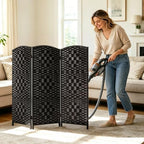 HALLYBEE Short Room Divider, Small Folding Privacy Screens,3 Panel Black - Image 3