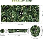 Large Desk Mat, Cute Anime Cats Gaming Mouse Pad, Desk Pad Protector, XXL Mousepad + Keyboard Wrist Rest+Mouse Wrist Rest+Coaster Set with Ergonomic Desk Pad for Home Office PC Computer, Green Leaves - Image 2