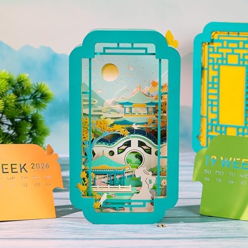 3D Art Calendar 2026,3D Memo Pad Creative Time Piece Calendar The Limit of Spring Day Rip Away Paper Carving Multi-color DIY Note - Image 2