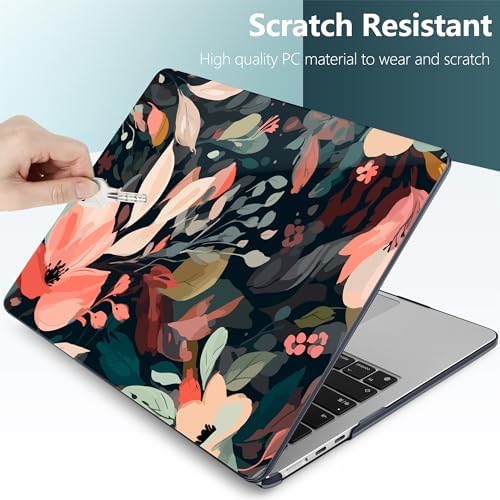 DONGKE for MacBook Air 13 Inch Case M5 2026 M4 2025 M3 M2 2024-2022 A3449 A3240 A3113 A2681, Plastic Hard Shell & Keyboard Cover & Screen Film for MacBook Air 13.6 Inch Case - Painted Florals - Image 3