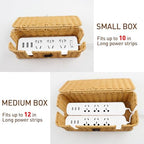 Cable Management Box - 2 Pack Cord Hider Organizer Boxs - Small & Medium Szie Power Cover Cord Box, Handwoven Rattan Cable Organizer for TV Computer USB Hub Power Strips & Cords - Image 3