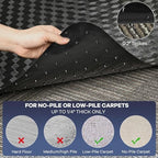 BesWin Office Chair Mat for Carpet, 48" x 36" Computer Desk Chair Mat for Low Carpeted Floors, Thick and Sturdy Carpet Protector for Rolling Chairs, Easy Glide Floor Mat for Home, Gaming (Black) - Image 3