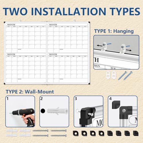XBoard Magnetic Calendar Whiteboard 48x36 Inches 4 Month - Image 4