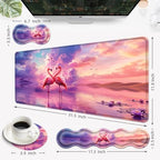 Desk Mat, Mouse Pad with Wrist Rest, 4-in-1 Large Mouse Pads for Desk, Ergonomic Mouse Pad and Keyboard Wrist Rest Gaming Keyboard Mat for Office,Flamingo Love - Image 5
