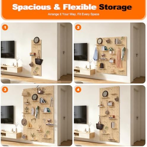 AMSXNOO Modular Wood Peg Board Wall Organizer Kits, 15.7X47.2IN/40X120CM - Image 5