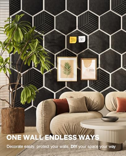 Hexagon Large Cork Bulletin Board Tiles, Peel and Stick Felt Wall Panels for Vision, Message Center, Picture and Prayer Board for Office, Dorm, Room and Desk Decor(Black) - Image 6