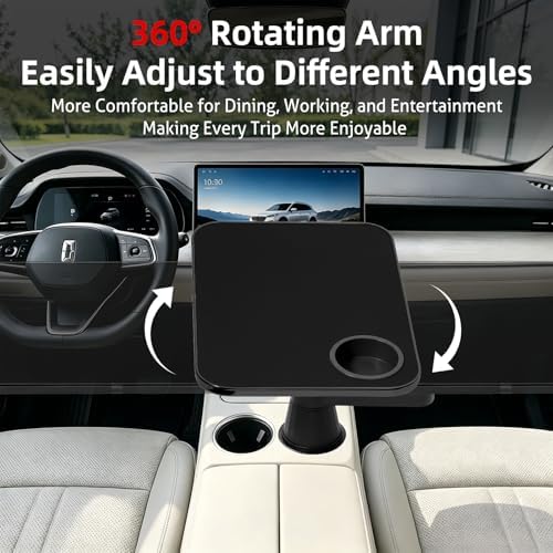 360° Rotating Car Desk Tray for Laptop & Food, Fits Tesla Model Y/3/S - Image 2