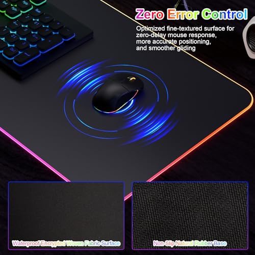 HAUTOCO Wireless Charging Mouse Pad, RGB Large Gaming Desk Mat - Image 5