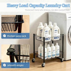 2 Tier Rolling Pantry Cart on Wheels Thick Metal Pantry Floor Organizer Small Utility Cart for Small Space, Fruit Vegetables Rack for Kitchen, Under Desk Storage Onion Potato Storage Basket, Black - Image 6