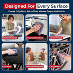 Microfiber Cleaning Cloth Grey - 100 Pcs (12.5"x12.5") - High Performance - 1200 Washes, Ultra Absorbent Microfiber Towel Weave Grime & Liquid for Streak-Free Mirror Shine - Car Washing Cloth - Image 4