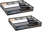 Mind Reader 6-Compartment Drawer Organizer, Metal Mesh Desk Organizer for Office, Kitchen, Utensils, Supplies, Set of 2, Black by MindReader