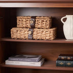 Decorative Box with Lid, Wicker Storage Basket, Water Hyacinth Woven Decorative box for Shelf, Coffee Table, Console Table, Home Decor (Large) - Image 3