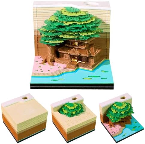 3D Calendar 2027, Tear-Away Desk Calendar, Paper Art Memo Pad, LED Light (Tree A) by Unknown