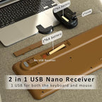 Retro Wireless Keyboard and Mouse Combo with Wrist Rest (Coffee) - Image 5