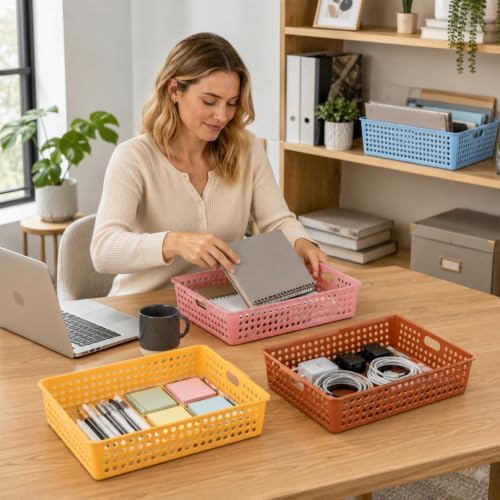 12 Pack Turn‑In Paper Trays for Classroom, Retro - Image 5