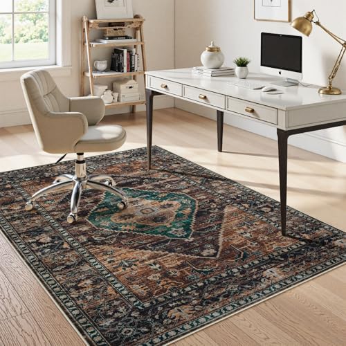 Anidaroel 5x7 Home Office Chair Mat for Hardwood Floor, Ant-Slip Computer Chair Mats for Rolling Chair, Office Floor Mat, Non Curling Chair Mats, Dull Brown by Anidaroel