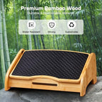 HUANUO Bamboo Under Desk Footrest with 4 Heights and Massage Texture - Image 2