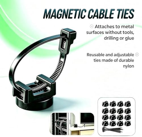 40 Pcs zbab1 Magnetic Zip Tie Mount Base, 45LBS Strong Magnetic Wire Holder & Cable Clips,Magnetic cable management for cars, offices, homes, and boats Diameter 32mm - Image 7
