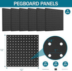 Peg Board Kit, Includes Pegboard and Accessories,with Hooks and Bins,Peg Board Wall Organizer for Office,Ornaments Display,Crafts Organization (129, Black) - Image 2
